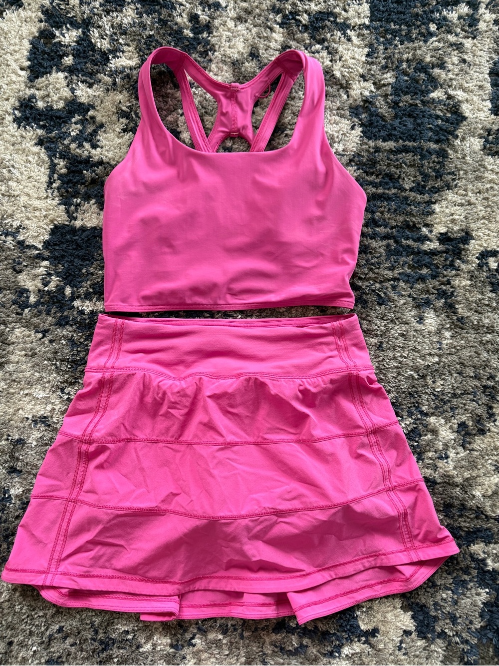 lululemon athletica Hot Pink Racerback Sports Bra and Skort Set